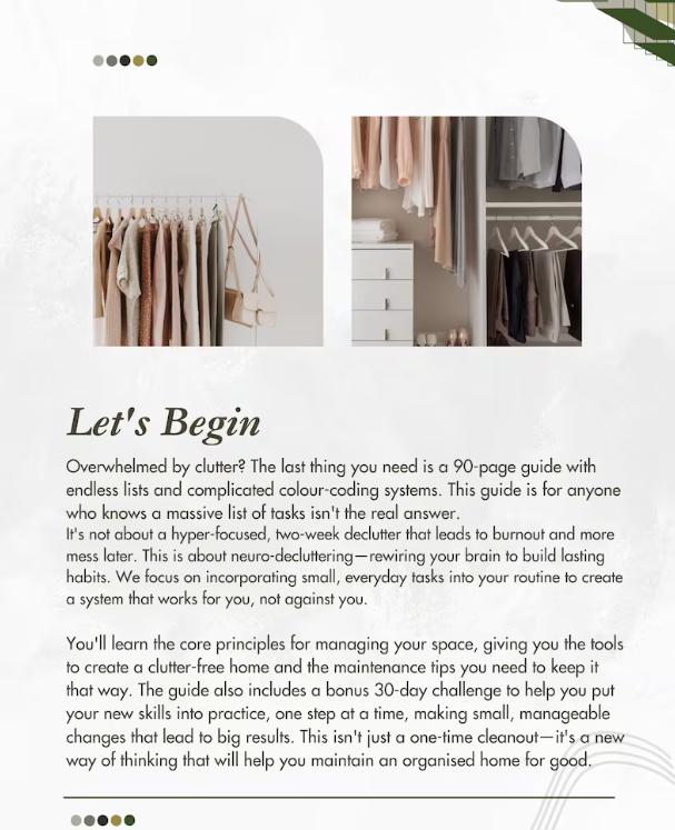 The Neuro-Decluttering Guide: 30 Days to a Calm & Organised Home